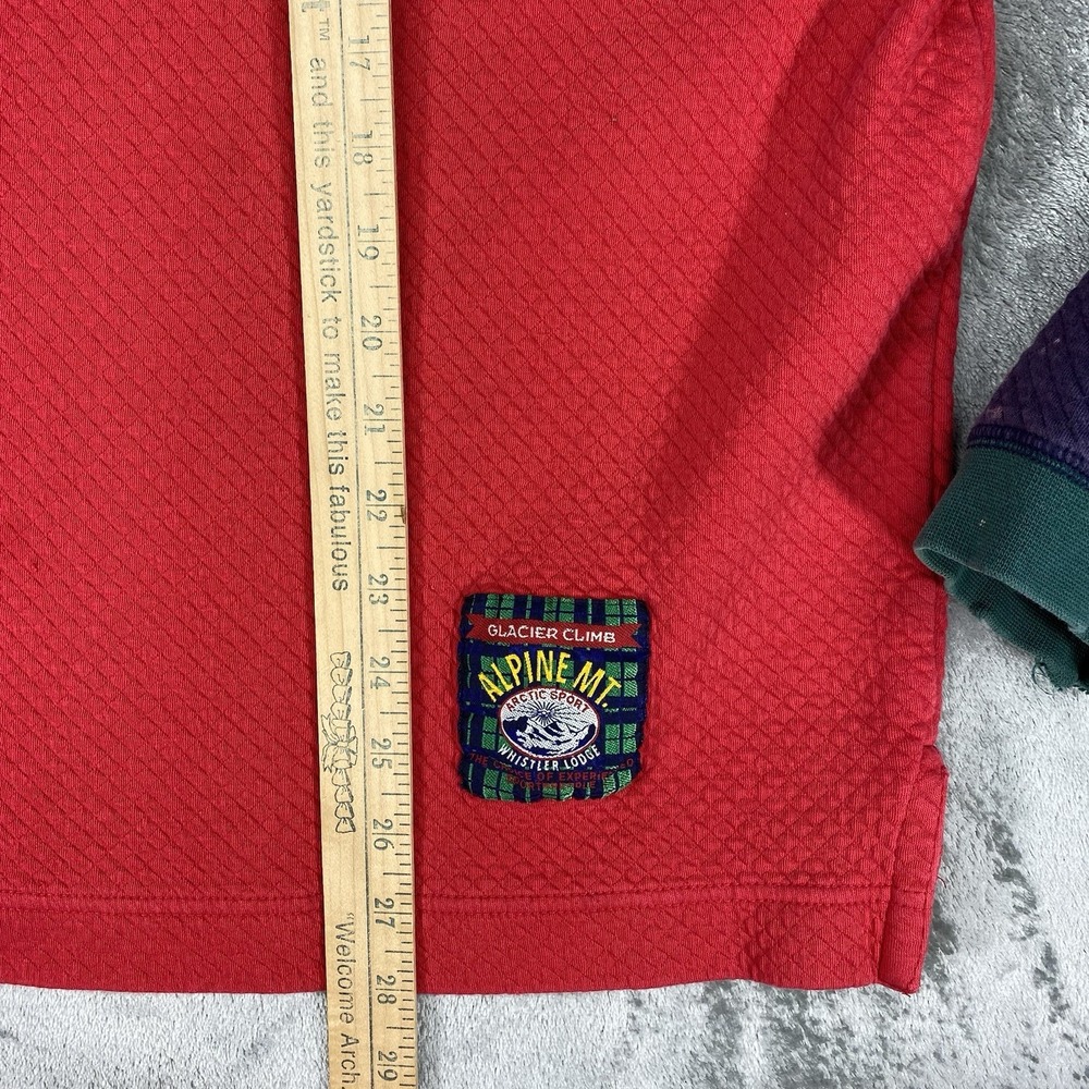 Vtg Gap Shirt Mens Sz L Red Colorblock Henley Quilted Whistler Lodge Patch 90s - Picture 16 of 16